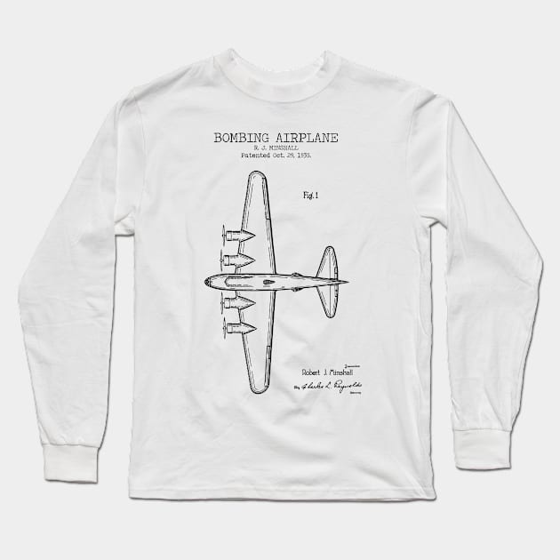 BOMBING AIRPLANE patent Long Sleeve T-Shirt by Dennson Creative